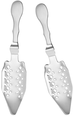 ASAKKURA Cucharas de Absenta de Acero Inoxidable 304 Accesorio de Barra Filtro para Preparar Absenta Paquete de 2 Piezas Diseño para Vaso