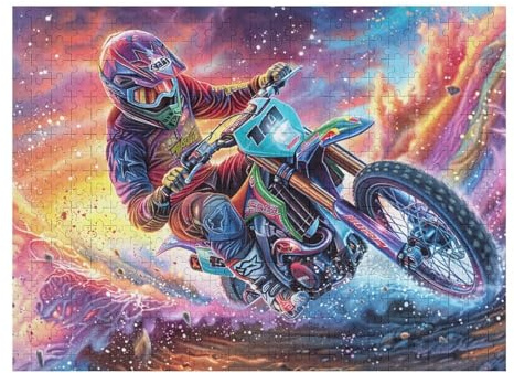 Piloto de Motocross montaña Bicicleta Todo Terreno Aventura Salvaje Puzzle 500 Piezas 3D Creativo Rompecabezas para Hombres Y Mujeres Decoración Hogar Moderno Construir Maquetas 500 PCS