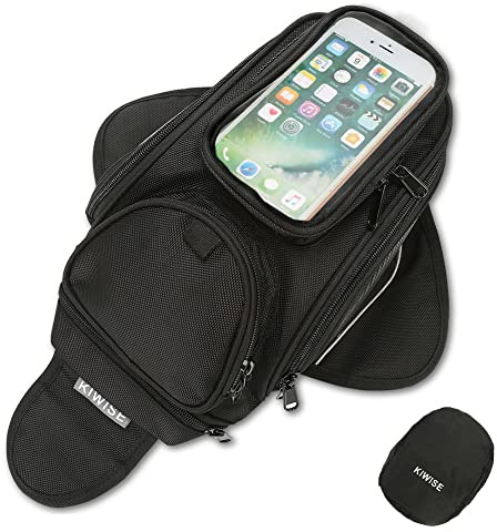 Motorcycle Tank Bag, Water Resistant with Super Strong Magnetic Gas Oil Fuel Tank Bag Black bigger Window for Honda Yamaha Suzuki Kawasaki Harley