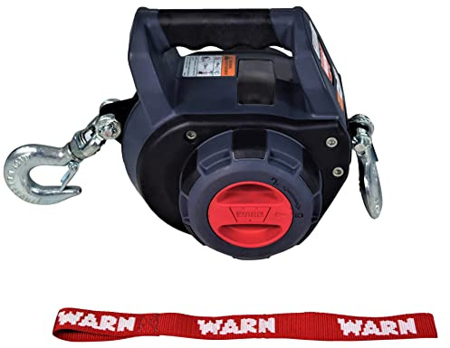 WARN 101575 Treuil à perceuse Portable, avec Corde synthétique de 12,2 m : capacité de Traction de 340 kg, Gris