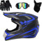 HUSHUI Motocross-Helm, MTB-Motorradhelm mit vollem Gesicht Offroad-Dirtbike-Motorrad- / Mountainbike-Helm mit Schutzbrille Handschuhe Gesichtsschutz Erwachsene