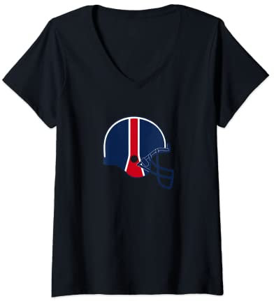 Damen American Football Helm Team Farben - Blau Rot Weiß T-Shirt mit V-Ausschnitt