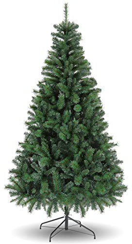 Árbol de Navidad Artificial de 1,8 m con Ramas Plegables, árbol de Fiesta con Soporte de Metal, 800 Puntas de Rama, fácil Montaje, decoración navideña para Oficina, Sala de Estar y Cocina