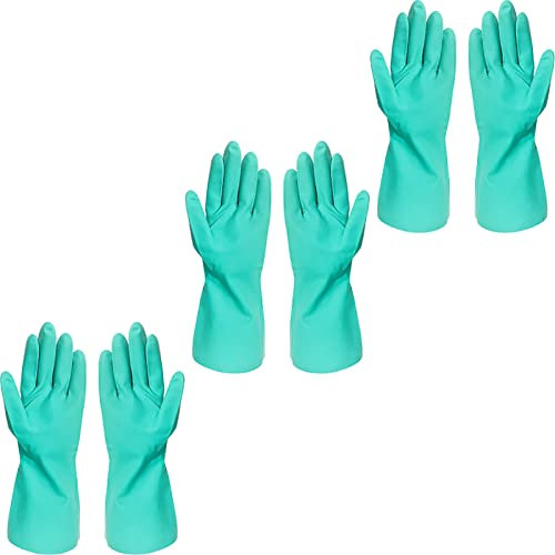 BAMFY Reutilizable Guantes Limpieza Tareas del Hogar Guantes De Nitrilo Lavadero Cocina Jardinería Guantes Fregar (Color : Verde, Size : L)