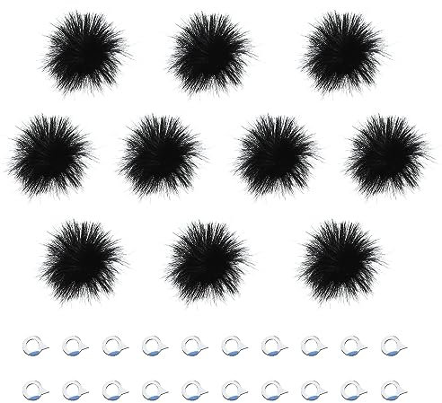 Create idea 10PCS Mini Microphone Furry Windscreen Camera Mic Wind Muff Microphone Wind Cover Wind Filter Windshield for Camera Microphone Outdoor Supplies Black