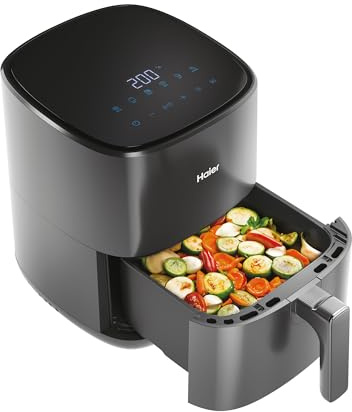 Haier 5L Air Fryer, I-Master Series 5, Digital Control with 6 Cooking Functions, Air Fry, Bake, Roast, Grill, Defrost and Dehydate, hOn App Recipes, Black [HAF5P]