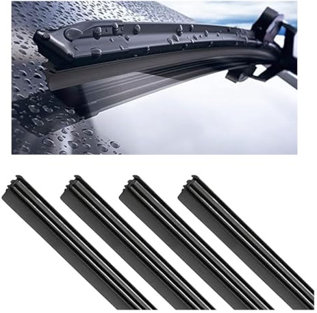 4PCS Car Windshield Wiper Blade Strips, DIY Adjustable Rubber Wiper Strip Car Silicone Frameless Window Boneless Replacement Refill, Insert Wiper Strip, Auto Accessories for Truck SUV