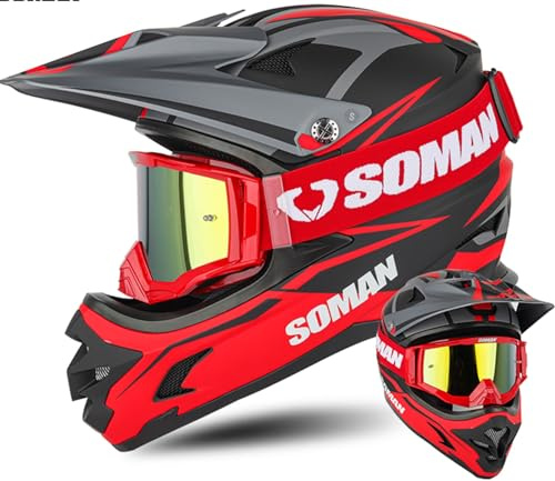 Casco Integrale MTB Casco Motocross Per Uomo E Donna Interni Removibili - Chiusura A Doppio Anello Casco Enduro Downhill Adulto Casco Cross Omologato ECE 22.05 H,XXL 62-63CM