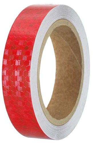 PATIKIL Ruban Réfléchissant, 2,5 cm x 10 M, Imperméable, Haute Visibilité, Adhésif Autocollant, Bandes de Signalisation Extérieures pour Remorques, Camions, Voitures, Vélos, Rouge