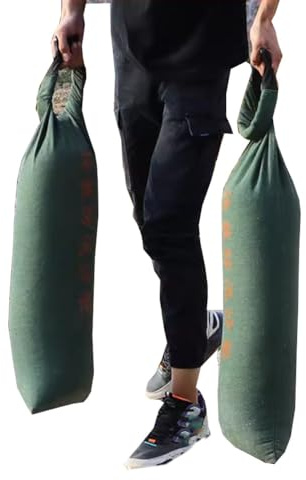 zklaseot Flood Bags, 5 Pcs Flood Water Barrier Sand Bags, Thickened Canvas Flood Protection Sand Bags with Insert Buckle, Reusable for Home Door Window Garage(Size:28X72cm/25kg)