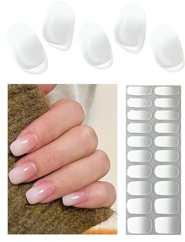 Wahrshei Unghie Gel Adesive UV | Bianco Sfumato Smalto Adesivo Gel UV | 20 PCS Pellicola per Unghie Autoadesiva | Adesivi per unghie in gel, Impacchi di Smalto Gel per Unghie
