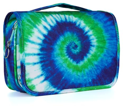 Vipdeal Tie Dye Hanging Toiletry Bag for Girls, Travel Toiletry Bag for Teen Girls Cosmetic Makeup Waterproof Wash Bag Traveling Toiletries, Blue