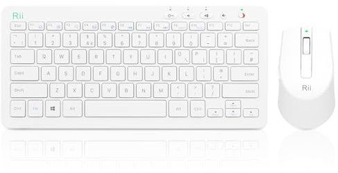 Wireless Keyboard and Mouse Set, Keyboard and Mouse with Ultra-slim Size UK Layout Compatible with PC, Laptop, Computer, Windows for Office Home Work-White