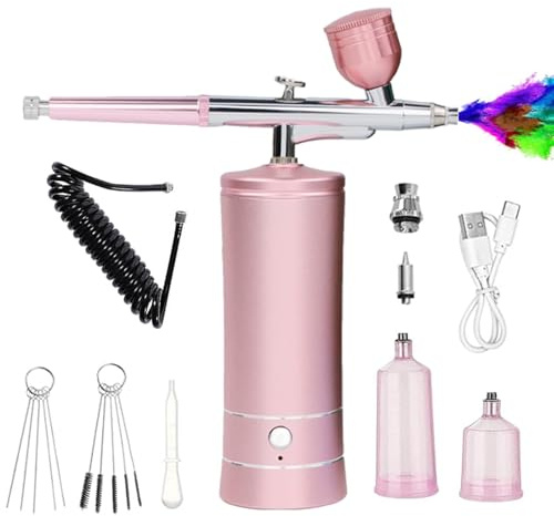 PZCC Nail Airbrush Kit with Compressor - Professional Airbrush Paint Kit for Nails, Airbrush Paint Set with Airbrush Compressor Kit, Ideal for Nail Art, Makeup & Crafts