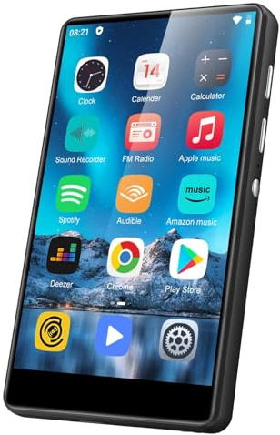 SWOFY MP3 Player with Bluetooth and WiFi, M503pro 80GB Android 9 OS, 4 Touch Screen Spotify Music&Video Player, Built-in Speaker, FM Radio, MP4 Player for Kids
