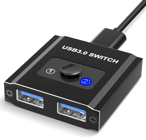 Conmutador USB bidireccional USB 2 en 1 de salida (1 en 2 salidas) conmutador KVM para compartir 1 dispositivo entre 2 ordenadores para impresora, PC, impresora, escáner, teclado