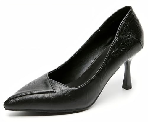 Pradize Décolleté Donna Chiuse Nere Tacco Stiletto 7 Cm Punta Affusolata (Nero, 255=IT-41)