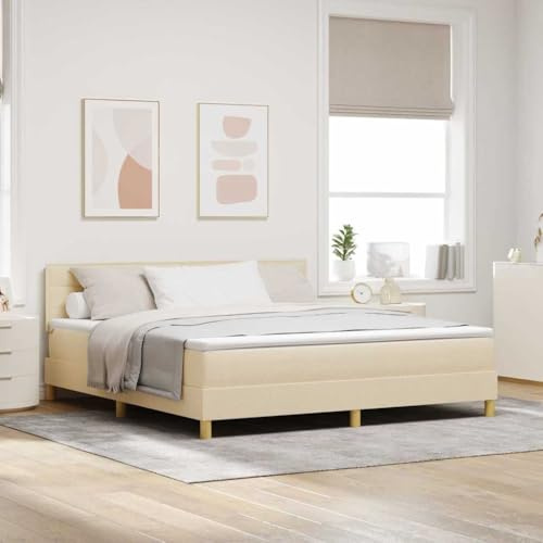 Solivagant Lit boxspring avec Matelas Crème 180 x 200 cm Tissu,(72.84 KG)