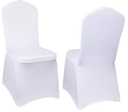 Kapwall 50 PCS White Chair Covers, Spandex Stretch Washable Chair Covers for Wedding,Party and Banquet