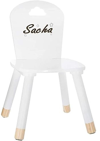 KDO MAGIC Chaise personnalisée Enfant avec prénom Blanc | Idée cadeau | Graver | Personnaliser | Bébé | Cadeau naissance | Fille | Garçon | Noël