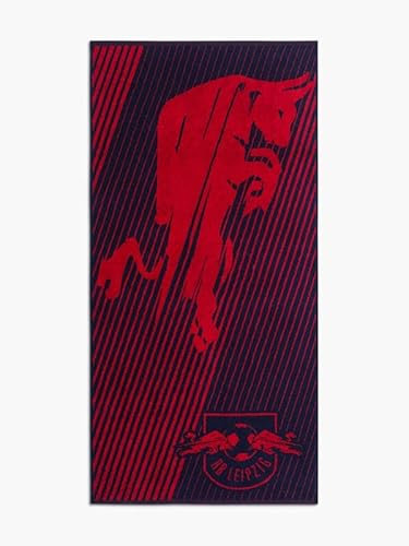 RB Leipzig Duschtuch - Speed - rot-schwarz Streifen 70 x 140 cm RBL Badetuch - Plus Lesezeichen Wir lieben Fußball