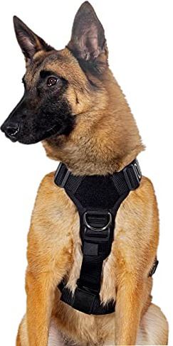 OneTigris No-Pull hundsele Goliath sele med handtag Taktiskt justerbart sele för hundar valpar jakt vandring träning promenad utomhusaktiviteter (Svart, XL)