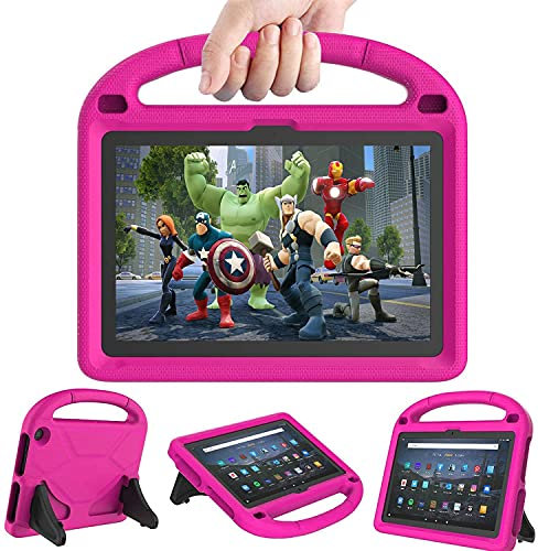 Fire HD 10 & Fire HD 10 Plus Case for Kids(11th/13th Generation, 2021/2023 Release) - Kricsertg Lightweight Shockproof Kid-Proof Cover with Stand for Fire HD 10 Kids Tablet & Kids Pro Tablet, Pink