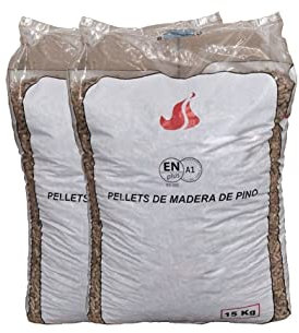Sacos de Pellets Din Plus A1 15kg de madera 100% conífera 100% natural, para estufas y calderas de biomasa 6mm – HP5
