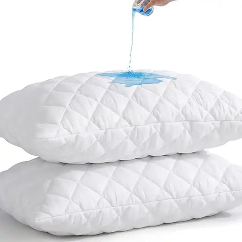 MK Home Textile Lussuose federe trapuntate impermeabili in 100% cotone con chiusura a cerniera, confezione da 2 federe per cuscino, ultra morbide, anallergiche, bianche, 50 x 75 cm (WP-01)