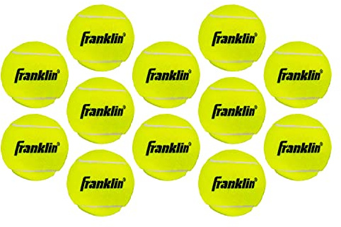 Franklin Sports Pressureless Tennis Balls - Official Size Low Pressure + Bounce Tennis Balls - Great for Training + Practice - 12 Pack Bag - All Court Surfaces