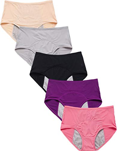 WBEAUTALLOVE Womens Mesh Period Panties High Waisted Menstrual Leak Proof Underwear Incontinence Protective Briefs(H-4-5-1,4X-Large)