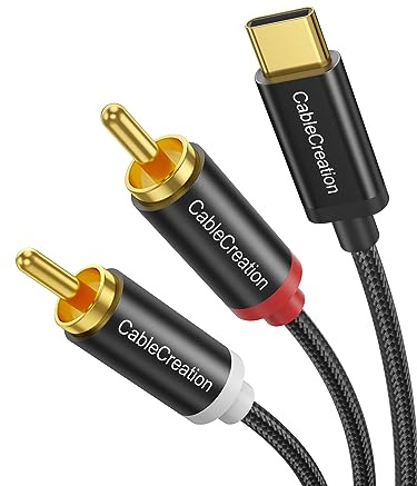 CableCreation USB C to RCA Audio Cable 6FT, Type-C to 2 Male Y RCA Splitter, RCA to USB C Adapter for iPhone 16 15 Series, Home Theater, DVD, Amplifier, Speaker, Car Stereo, Samsung Galaxy S23