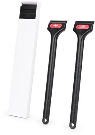 EHDIS 2 Raschietto Professionale con 100 Lame in Plastica, Raschietto con Impugnatura lunga antiscivolo, per Rimozione Adesivo in plastica, Rimozione della Colla in Vinile