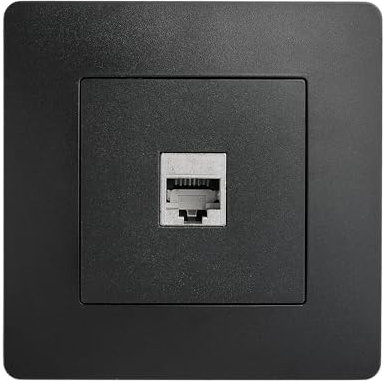 DEBFLEX - Caly - Enchufe RJ45 Cat. 6 - Enchufe de Pared Ethernet de Alta Velocidad - ABS - Instalación Empotrable - Negro - 85 x 85 x 36 mm
