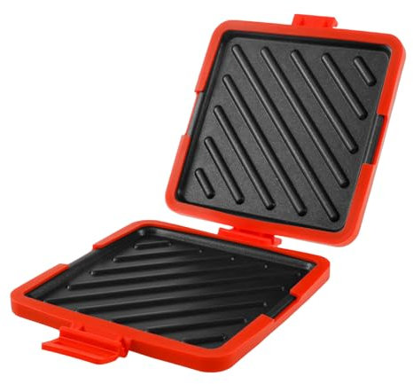 Microwave Toastie Maker Breakfast Sandwich Maker with Adjustable Silicone Straps 14.7x14.5x4cm Wireless Nonstick Sandwich Toaster for Cooking Delicious Crispy Sandwiches (red)