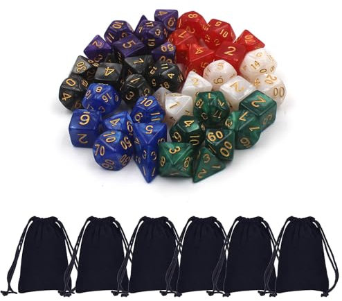 6Packt Doppelfarben Würfel Sets mit D4 D6 D8 D10 D% D12 D20 Kompatibel mit Dungeons and Dragons D&D RPG MTG Tischspielen