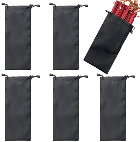 SquEqu 6 Pack Tent Stakes Bag Aluminum Tent Pegs Bag with Drawstring Storage Pouch Pocket Protector for 7in Tent Stake 8 Inch Ground Stakes Awning Caravan Camping Pegs Canopy Anchors Tent Spikes