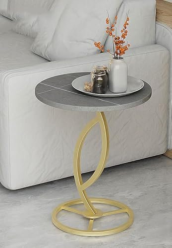 Modernt hörnbord i metall för vardagsrum soffa sida balkong litet runt bord för kaffeväxter kreativ stenplatta design 40 x 53 cm