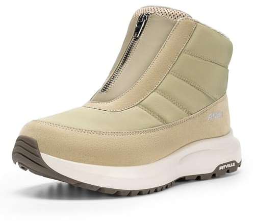 FitVille Winterstiefel Damen Extra Weit Winterschuhe Reißverschluss Warm Gefüttert Schneestiefel Wasserdicht Kurzschaft Stiefel Breit Schlupfstiefel Rutschfest Outdoor Boots Helloliv 38 EU Weit