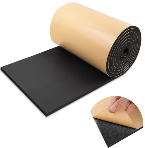LSGCQ Rotolo di schiuma adesivo multifunzionale rotolo gommapiuma fogli di schiuma tappetino antivibrante (300mm×12mm×1,5m, Nero)
