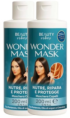 Wonder Mask Crema Capelli Lisci 400 ml – Maschera Ristrutturante con Cheratina – Trattamento Idratante e Lisciante