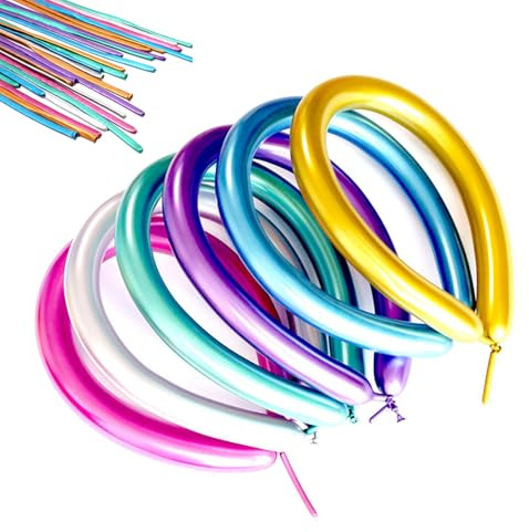 Globo De Modelar – Globos Finos Para Animales, Globos Largos Retorcidos 260, Globo De Metal, Suministros De Clásicos Para Decoraciones Artísticas Y Torsión | Para Eventos Escolares De No