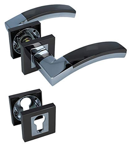 MS Beschläge® Türdrücker Türbeschlag Türklinke aus massivem Metall Hochhaltefeder (Profilzylinder)