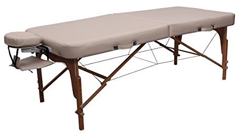 Zen BigOne Massageliege klappbar & Mobile Massagetisch aus Holz, stabile Massagebett - Massagebank höhenverstelbar, Tattoo & Kosmetikliege - Behandlungsliege mit Kopfteil, Armlehne & Tasche (Creme)