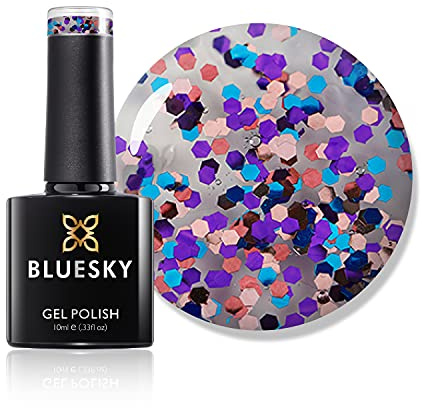 Bluesky Gel Nail Polish, Ibiza Sum1916, Chunky Glitter, Glitter, Summer Long Lasting, Chip Resistant, 10 ml (Requires Drying Under UV LED Lamp)