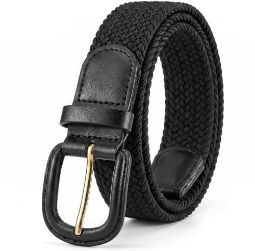 Streeze Cinturón Unisex de correa Trenzada. 6 Tamaños. Elástico Entretejido con Hebilla de Cuero (Negro, M)