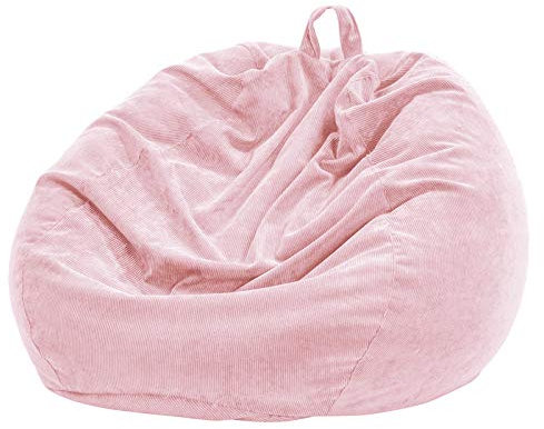 Nobildonna Bean Bag Chair Cover (No Filler) for Kids and Adults. Extra Large 300L Bean Bag Stuffed Animal Storage Washable Soft Premium Corduroy Stuffed Plush Toys Bean Bag Cover (Pink)