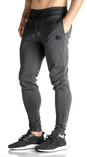 BROKIG Pantaloni Sportivi Uomo,Pantaloni della Tuta da Jogging Casual Palestra Slim Fit con Tasche(Grigio Scuro,L)