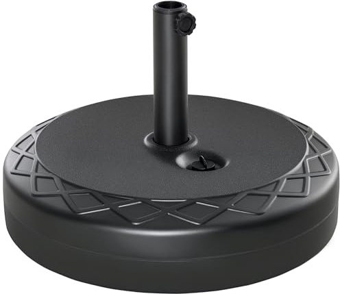 Outsunny Base de Sombrilla Soporte de Parasol Redondo Rellenable de Agua 30 kg Apto para Postes de 38mm 48 mm Metal y Plástico para Jardín Terraza Ø55x38 cm Negro