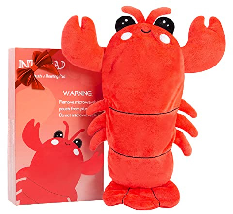 Microwavable Heating Pad for Period Cramps, Cuddly Warming Pillow, Cute Lobster Plush Stuffed Animal Menstrual Heating Pad for Girls Unique Christmas Birthday Gifts for Girlfriend Daughter Mom